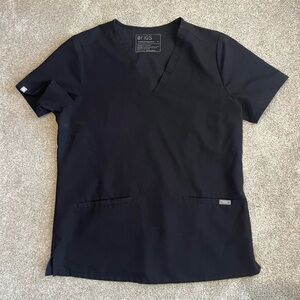 FIGS Women’s Black V-Neck Scrub Top/ two pockets